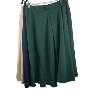 Kancy Kole Bundle Women's High-waisted Flared Skirts Beige, Navy Blue, Green 2X